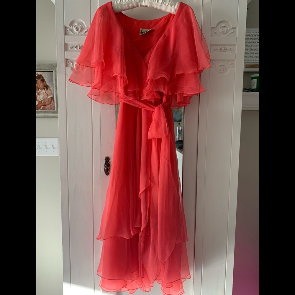Coral Vintage Chiffon wrap dress (Jack Bryan)